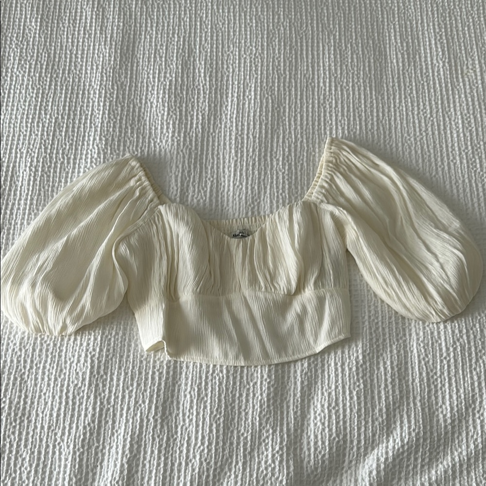 Abercrombie Gauze Cream Puff Sleeve Top